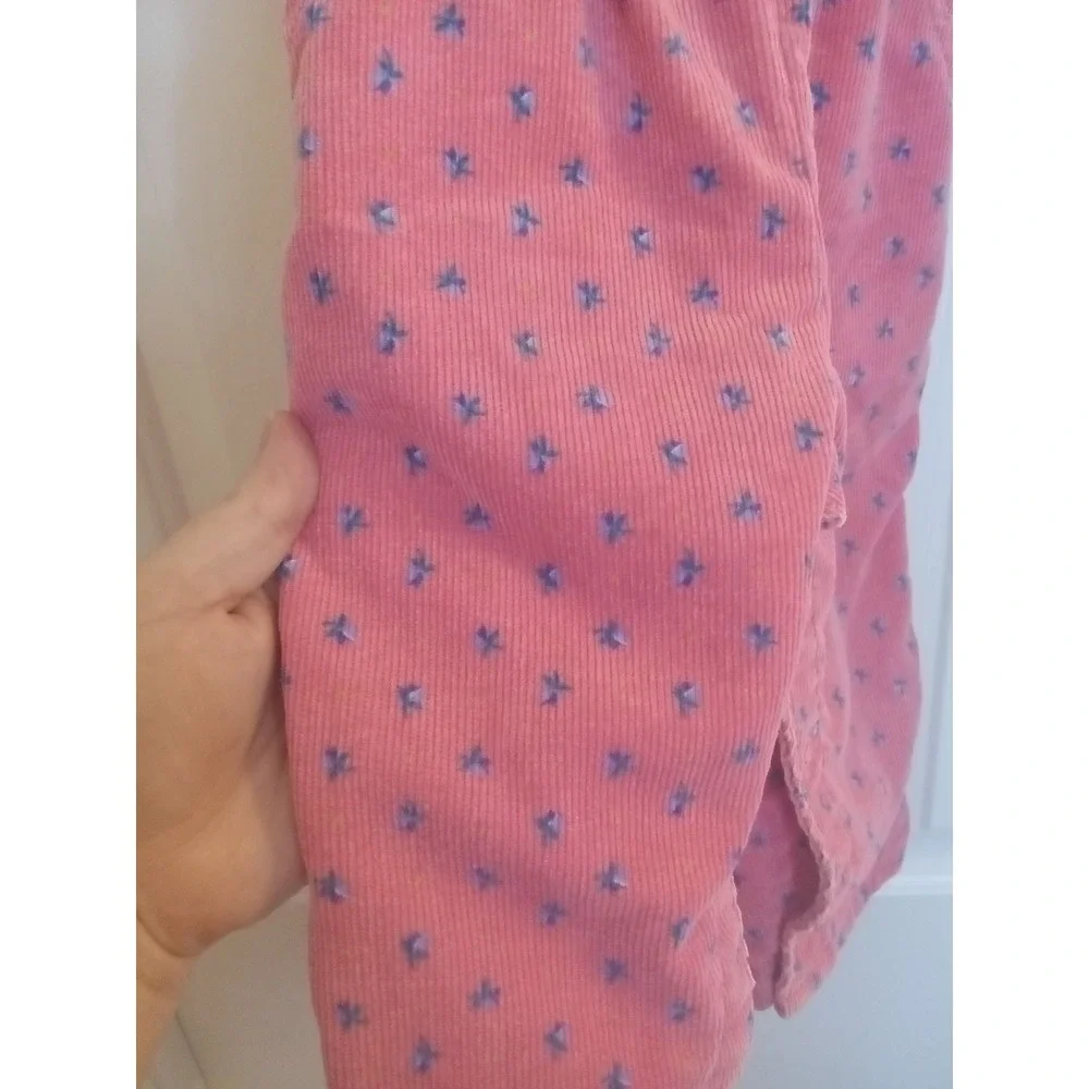 VTG 80s OshKosh B'gosh Pink Floral Print Corduroy Bib Overalls‎ 18 Months